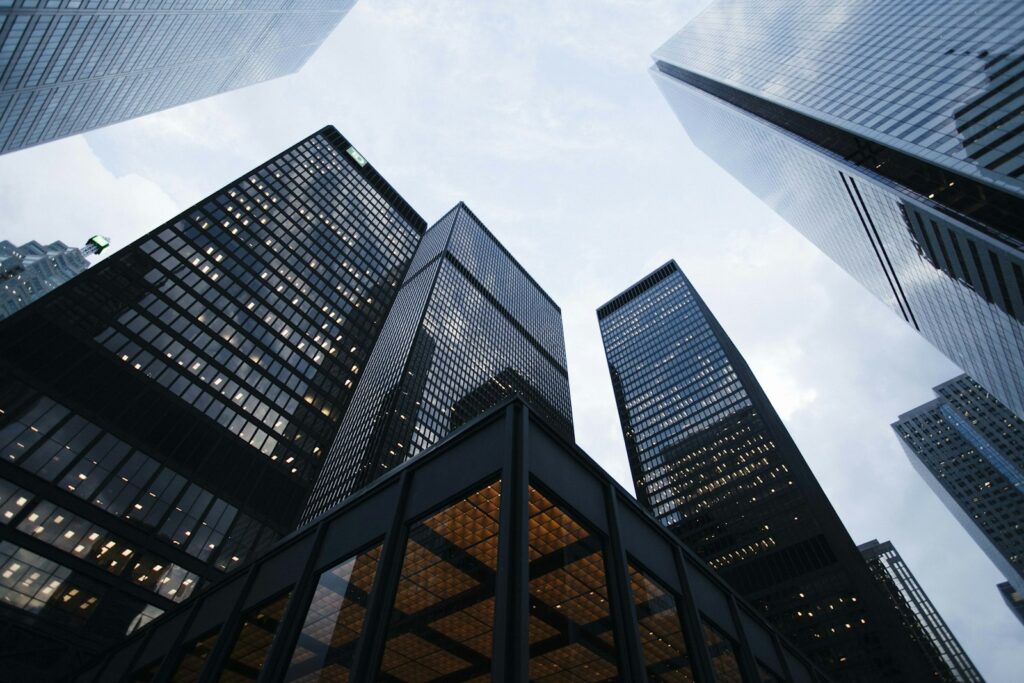 Glass commercial office towers